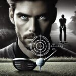 Golfer locked in, taking dead aim before pulling the trigger on a committed shot.