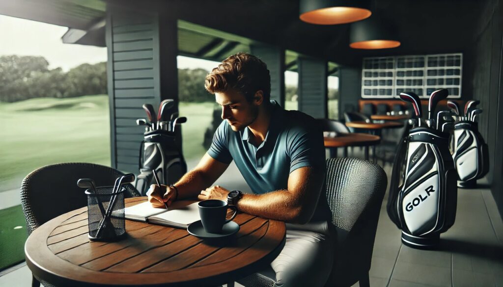 Reflecting on golf practice in journal to reinforce Blackout Mode training