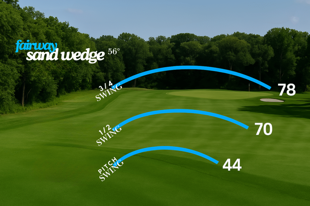 Infographic of wedge lofts and carry distances by swing length.